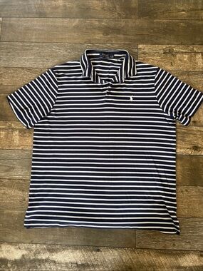 Polo by Ralph Lauren Navy and White Striped Short-Sleeve Polo